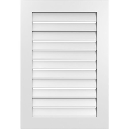 Ekena Millwork Vertical Surface Mount PVC Gable Vent: Functional, w/ 3-1/2"W x 1"P Standard Frame, 26"W x 38"H GVPVE26X3801SF